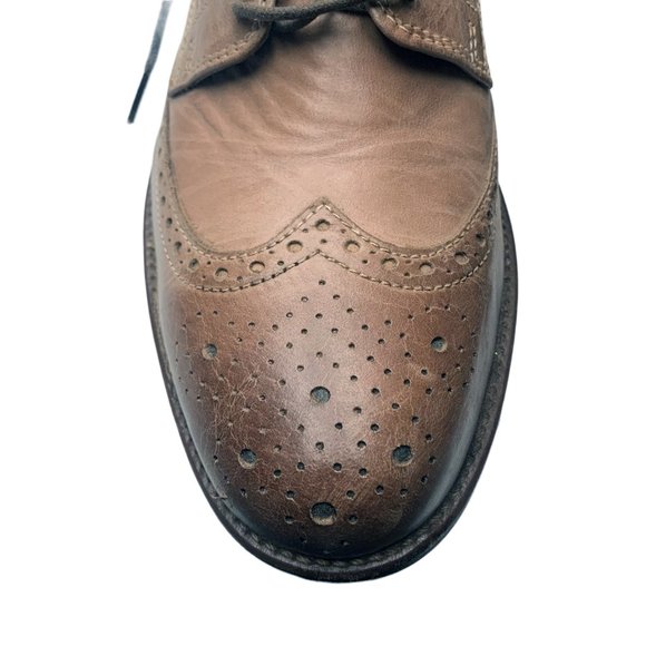 BOSTONIAN Pavillion Taupe Leather Burnish Wingtip Oxfords - Picture 5 of 10